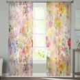 thumbnail image 2 of Spring Floral Sheer Curtains 84 Inches Long 2 Panels Set, Window Sheer Curtains for Living Room/Bedroom, Elegant Watercolor Botanical Summer Flower Light Filtering Rod Pocket Curtain 52'' x 84'' x 2, 2 of 7