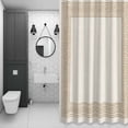 thumbnail image 4 of Beige Abstract Art Shower Curtain for Bathroom Decor, Vintage Linen Geometric Brown Greek Key Waterproof Fabric Shower Curtain, 72"x96" Set with 12 Hooks, 4 of 9
