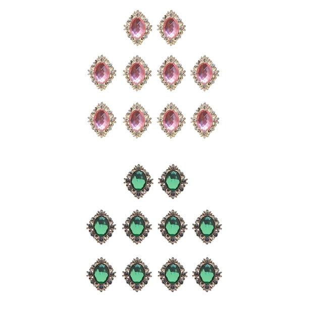 20 botones planos brillantes para decorar ropa, diademas y tarjetas. rosa verde