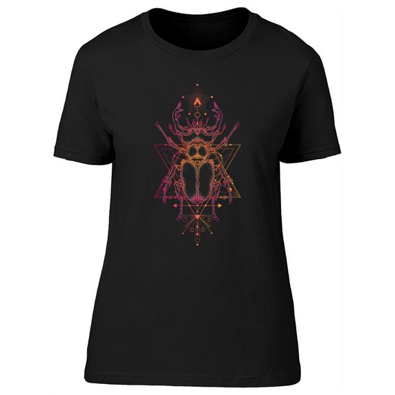 Stag Beetle And Geometric Symbol T-Shirt Women -Image by Shutterstock, Female Medium