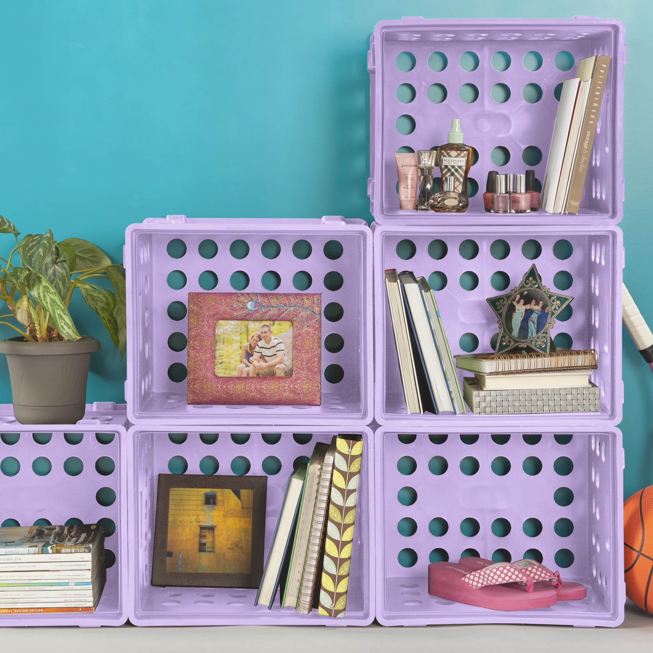 Sterilite File Crate, Versatile Plastic Bin with Through Handles, Letter or Legal-sized File Storage, Stackable, Lavender Sky