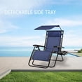 thumbnail image 5 of Folding Zero Gravity Outdoor Recliner Patio Lounge Chair w/Adjustable Canopy Shade, Headrest, Side Accessory Tray, Textilene Mesh - Navy Blue, 5 of 5