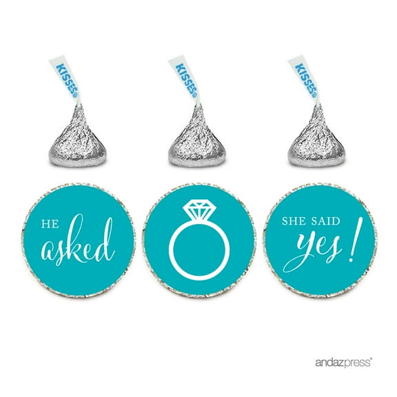 Aqua He Asked She Said Yes! Hershey´s Kisses Stickers, 216-Pack
