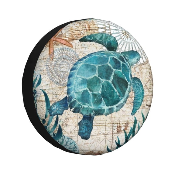 Naloa Watercolor Sea Turtle PVC Leather Spare Tire Wheel Cover for Car Truck SUV Camper Trailer Universal Fit many size14 inch