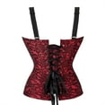 thumbnail image 3 of Womens Lace Up Corset Tops Overbust Corset Zipper bustier Corset Renaissance Corsets Red 5XL, 3 of 5