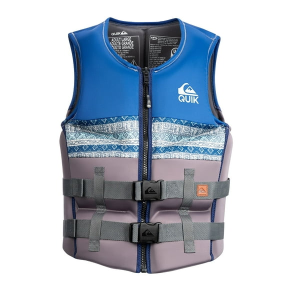 Quiksilver Men's Life Jacket and Vest, US Coast Guard Approved PFD Flotation Device for Jet Skiing Wakeboarding Rafting, L Size 40"- 44", Navy Charcoal