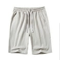 thumbnail image 1 of AherBiu Men's Shorts Athletic Drawstring Elastic Waist Cotton Linen Shorts with Pockets Loose Gym Workout Shorts, 1 of 8