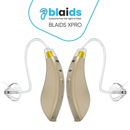 BlaidsX Pro Programmable Hearing Aids for Adults with Mobile App Hearing Test & Noise Cancellation, Hearing Aids for Seniors with Bluetooth, Dual Mic & 48 DSP Channels - Both Ears - Beige