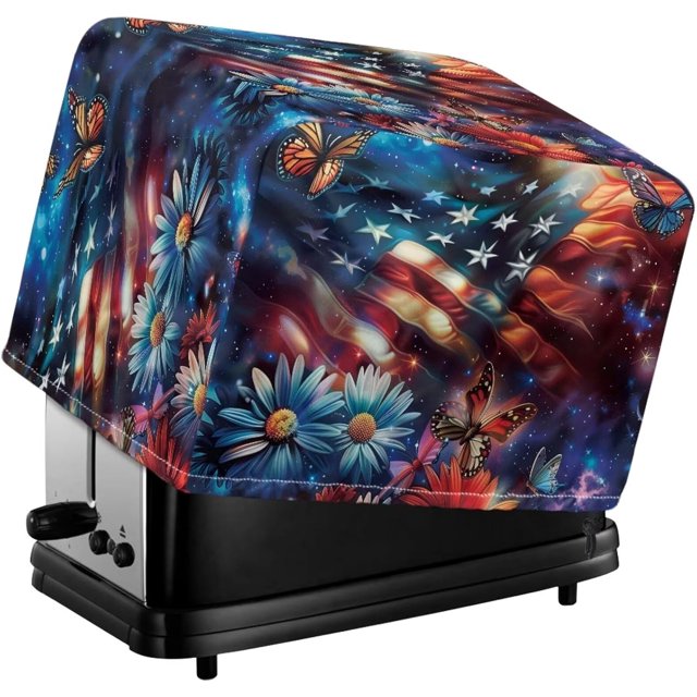 American Flag Daisy Toaster Cover Kitchen Small Appliance Dust Cover Toaster Cover for Standard 2 Slice Toasters Bread Maker Accessories