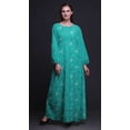 thumbnail image 2 of Bimba Robe Longue Décontractée d'Été en Mousseline de Soie Imprimé Feuilles de Pacanier pour Femmes - Petite, 2 of 5