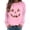 Pink, variant on XFeng Women Crew Neck Long Sleeve Sweatshirt, Rhinestone Jack-O-Lantern Pumpkin Face Graphic Casual Holiday Pullover Top