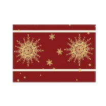 Bwiyojiz Christmas Decor Linen Placemat Washable Stain-counteractive Insulation Table Mat Red Print Decoration Holiday, Gifts for Yourelf, Red