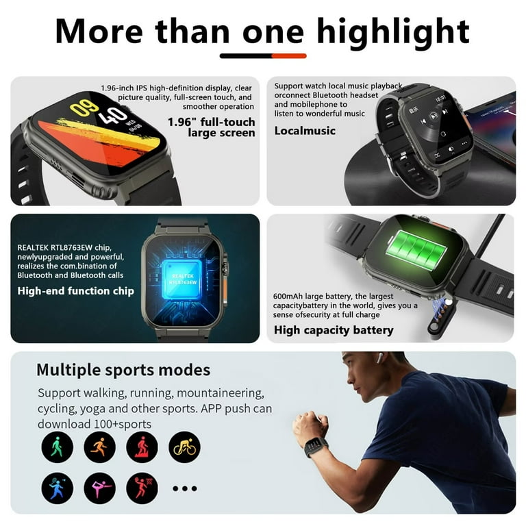 LIGE Smartwatch voor heren met 530 mAh, 1,43 inch AMOLED smartwatch met