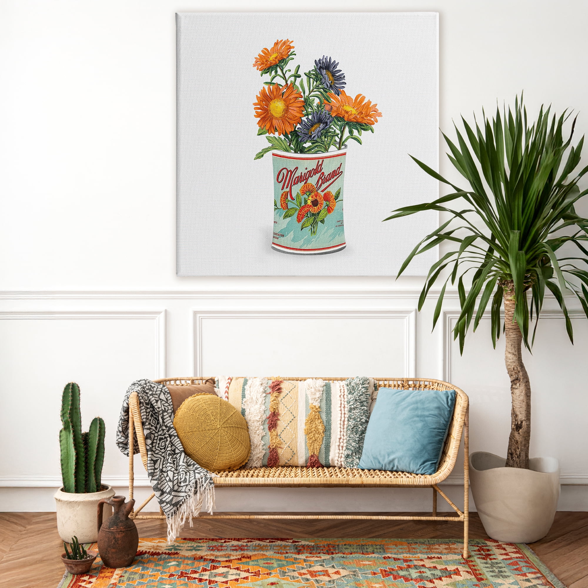 Stupell Industries Nostalgic Marigold Tin Bouquet Canvas Wall Art, design by Val Rhodes