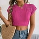thumbnail image 4 of mfyjkho Tops Para Hacer Ejercicio Para Mujer, Suéter Corto De Moda Con Cuello Redondo Y Manga Corta Con Inserción En Los Hombros De Color Liso Para Mujer Tops Para Hacer Ejercicio M, 4 of 8