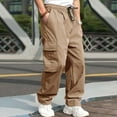 thumbnail image 5 of Parachute Pants for Men Cargo Pants for Men, Lightweight Multi Pockets Outdoor Hiking Pants Elastic Waist Straight Leg Work Pants, Size L, 5 of 9