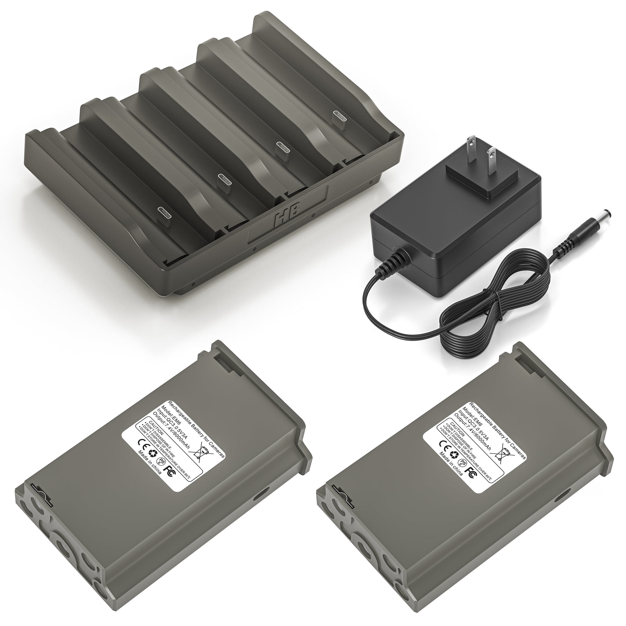 4-Port Fast Charging Station and 2 Pack Battery Replacement TACTACAM Reveal Lithium Cartridge Charger fit for Ultra X Pro 3.0 Gen 2.0 & 3.0 Cellular Trail Camera Include 12V 5A Wall Charger