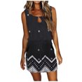 thumbnail image 2 of ICHUANYI Clearance Womens Summer Causal Loose Sleeveless Round Neck Drawstring Waist Mini Short Dress With Pockets(Dark Gray, XL) ICHUANYI WER2023081107898, 2 of 5