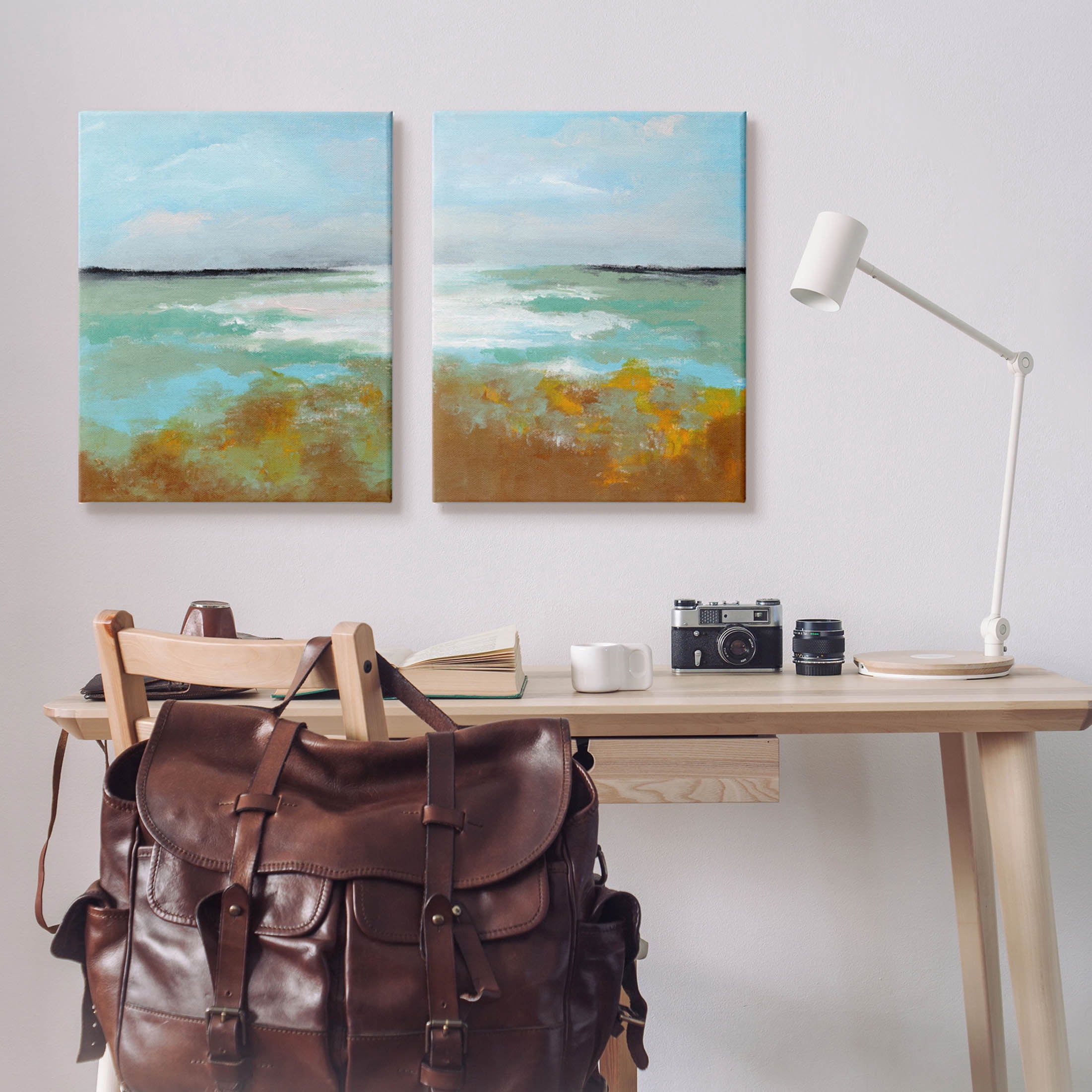 Stupell Industries Moss Abstract Grassy Landscape Painting Gallery Wrapped Canvas Print Wall Art, Set of 2, Design by Nikita Jariwala
