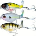 thumbnail image 2 of 2pc Premium Topwater Fishing Lure with Propeller Tail & Rust-Proof Treble Hooks - Realistic 3D Holographic Eyes, High-Index Plastic, Mixed Colors (Yellow/White, Green/Blue, White/Black) - Ide, 2 of 9