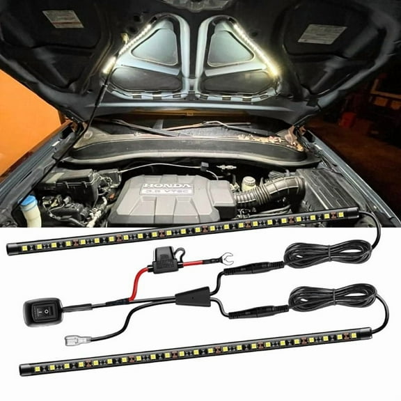 Under Hood LED Light Kit, Waterproof 12V Car LED Light Bar Car Underhood Work Lights with On/Off,2Pcs 42LEDs Light Strip Universal Fits Any Vehicle