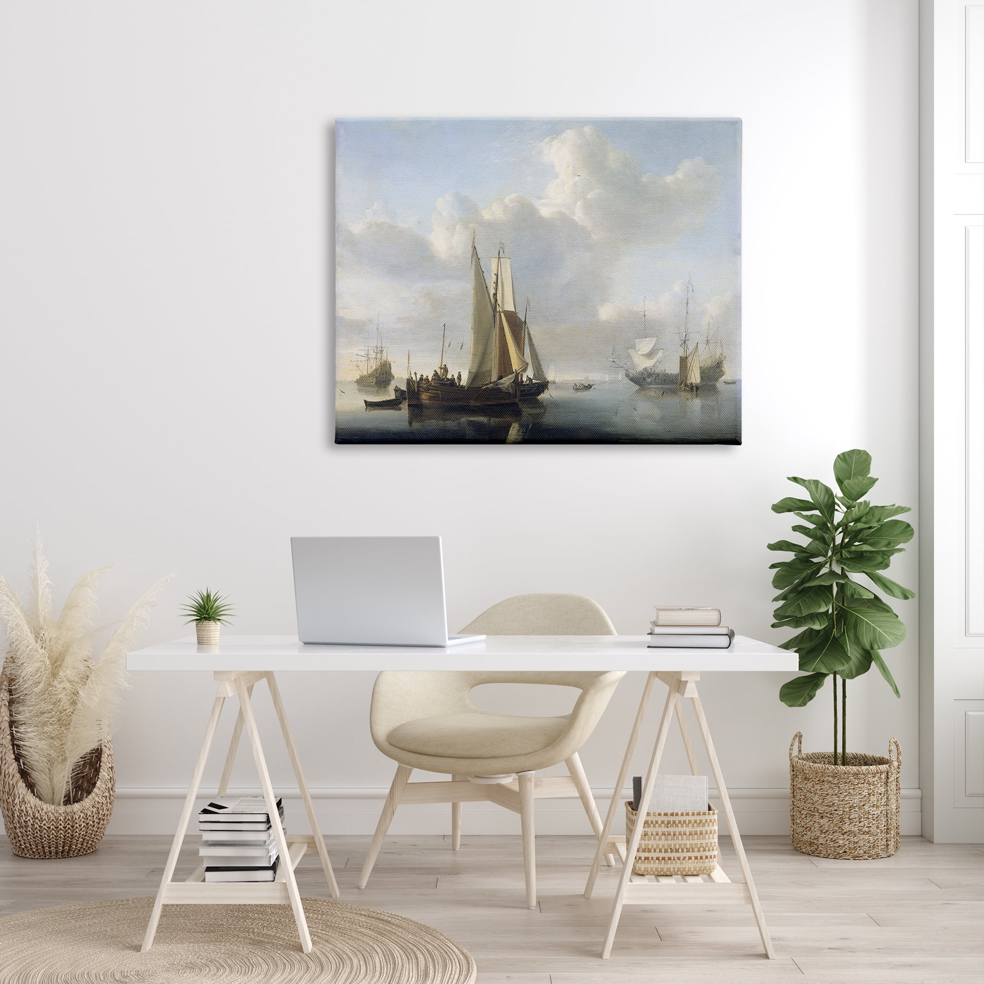 Stupell Industries Ships before the Shore Willem van de Velde Classic Painting Painting Gallery Wrapped Canvas Print Wall Art, Design by one1000paintings