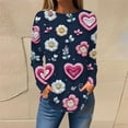 thumbnail image 2 of VKOYWKM Women's Heart Print Shirts Valentine's Day Tunic Tops Cute Graphic Tees Romantic Long Sleeve Crew Neck Holiday Tops Girlfriend Valentine's Day Shirt Gift, 2 of 5