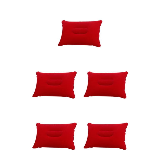 bedienty Oreiller de Voyage de Camping Gonflable Sac à Dos Oreiller d'Air Portable Coussin Oreiller Gonflable Coussin Soufflé Coussin Oreiller Gonflable Rouge 5Ensemble