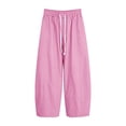 thumbnail image 6 of ShomPort Womens Pants Business Casual Loose Work Cropped Trousers Drawstring Cotton Linen Pants, 6 of 7