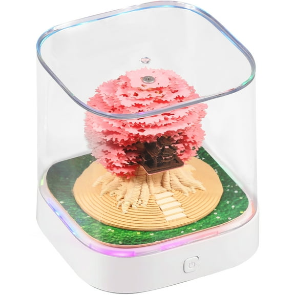 3D Desk Note Pad Stereo Tree House Memo Pad Tear-Away Calendar Note Pad DIY Lighting 3D Panoramic Memo Pad Paper Carving Art for Home Office Desktop Decoration