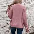 thumbnail image 4 of Long Sleeve Sweater with Ribbed Bows Tie Detail Winter Warm Pullover Color Knitwear Fashionable Knit Top for Women, 4 of 9