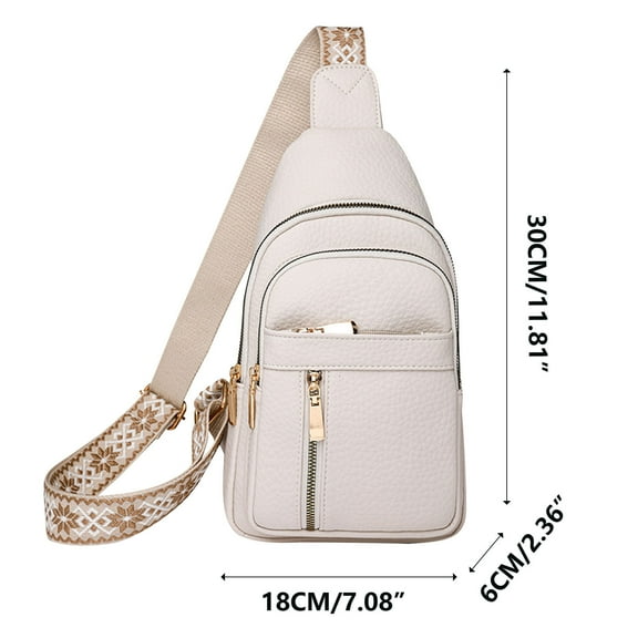 Women's Casual Zipper Waist Pack Sling Bag Crossbody Shoulder Chest Bag Adjustable Guitar Strap Durable Leather Travel Gym Daily Use Phone Pocket