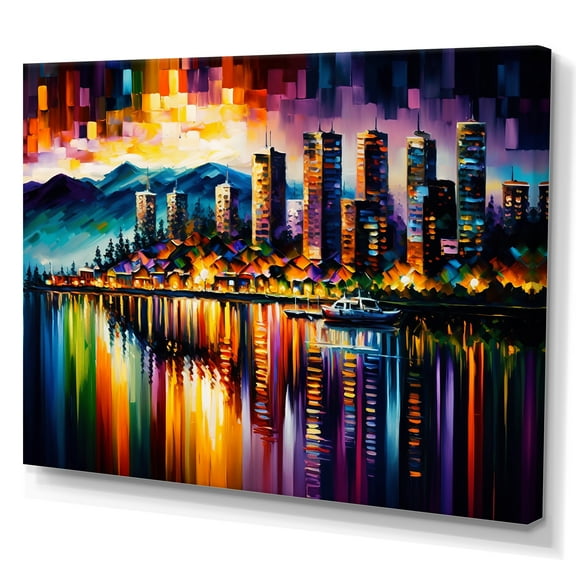 Designart Colorful City In Vancouver III Canvas Wall Art
