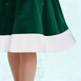 thumbnail image 6 of Christmas Dress for Women Velvet Long Sleeve V Neck Santa Outfit A Line Swing Dress Green M, 6 of 8