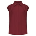 thumbnail image 6 of Wyobmus Womens Button Down Shirt Casual Cotton Linen Tops Cap Short Sleeve Summer V Neck Collared Blouses 2025 Trendy Clothes S-2X Burgundy, 6 of 6