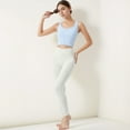thumbnail image 4 of Women's Zip-Up Cropped Athletic Tank Top with Built-In Bra and Contoured Seam Design - Small, Light Blue, 4 of 6