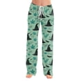 thumbnail image 3 of JULMCOMO Halloween Pajama Pants for Women Pumpkin Blood Ghost Print Drawstring Elastic Waist Trendy Pajamas Pants Fuuny Print Comfy Loose Pjs Green S, 3 of 6