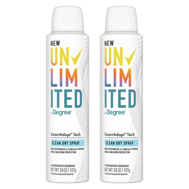 Desodorante antitranspirante en aerosol seco Degree Unlimited, 3,8 ml, paquete de 2