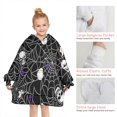 thumbnail image 6 of Halloween Spider Web and Skulls Pattern Blanket Hoodies for Kids 6-13YR Oversize Wearable Blanket Hoodies for Boys Girls Teens, 6 of 7