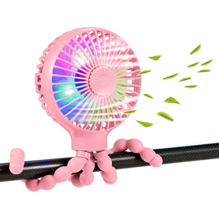 

scurry Stroller Fan Upgraded Portable Fan Versatile Fan Personal Desk Fan USB Rechargeable Fan with LED Light and Aromatherapy Flexible Tripod Design Handheld Fan 3 Speeds Baby Fan for StrollerPink