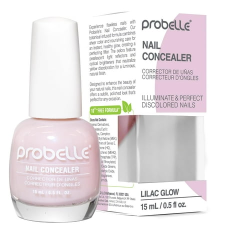 Probelle Illuminating Nail Concealer, Sheer Long Lasting Brightening Nail Polish for yellowing discolored nails, perfect finish for damaged nails with imperfections, Vegan, Gluten Free, Lilac Glow