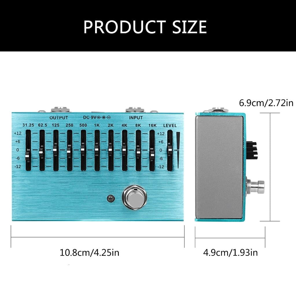 Yihuala Multifuntional 10 Band Equalizers Effect Pedal Guitar Effects Sound Enhancer Music Production Gear Portable Equa