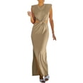 thumbnail image 1 of SAYOO Vestido de Verano para Mujer con Abertura Larga 2022, Color sólido Liso Sin Mangas con Cuello en O Irregular Dividido Vestido Hueco, Fiesta de Verano para Mujer/Club/Bar Estilo Trajes Largos SAYOO  casual, 1 of 5