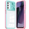 thumbnail image 2 of For Motorola Moto G Stylus 5G 2024 Fusion Transparent Clear Hybrid Case Cover - Pink/Blue, 2 of 3