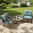 thumbnail image 2 of 3 PCS Rocking Bistro Set, Outdoor Patio Porch Furniture Sectional Chairs with Tea Table, PE Rattan Patio Furniture Conversation Set for Lawn Pool Courtyard Garden Balcony, 2 of 9