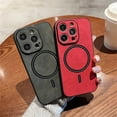 thumbnail image 3 of Luxury Wireless Charging Magnetic Cortex Leather Phone Case For iPhone 16 13 12 15 Pro Max 14 Plus 14Pro Shockproof Bumper Cover red For iPhone 14Plus, 3 of 6