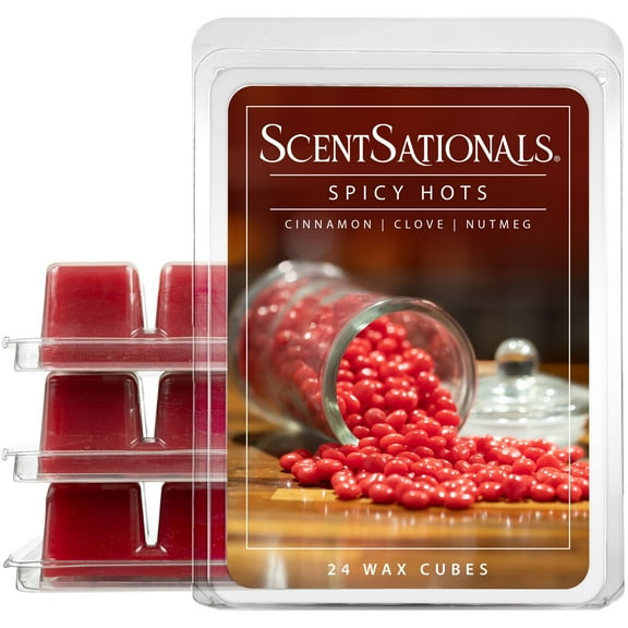 Scentsationals Wax Melts, Wax Cubes Strong Scent – Candy Collection Spicy Hots – Long Lasting Scented Melts for Warmer, 10oz (24-Cubes)