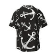 thumbnail image 6 of Lsque Anchor print Men's Cuban Collar Short Sleeve Shirt Summer Beachwear Casual Button Down Fashionable Vacation Leisure Shirt-X-Large, 6 of 7