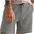 thumbnail image 2 of Npasoilc Summer Shorts for Men Waffle Textured Drawstring Elastic Waist Straight Lightweight Breathable Solid Color Casual Loose Beach Shorts, 2 of 6