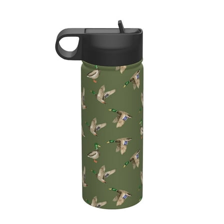 Goofa Birds Wild Ducks for Insulated Kettle 18oz Water Bottle Insulated Tumbler with Handle & Flip Straw - Fits in Cup Holder, Leak Resistant Tumbler